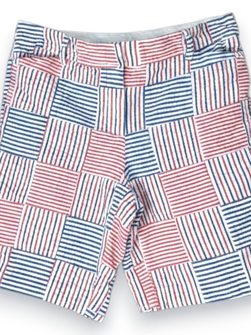 Talbots Red White Blue Patchwork Seersucker Shorts Women's 8P Summer Coastal